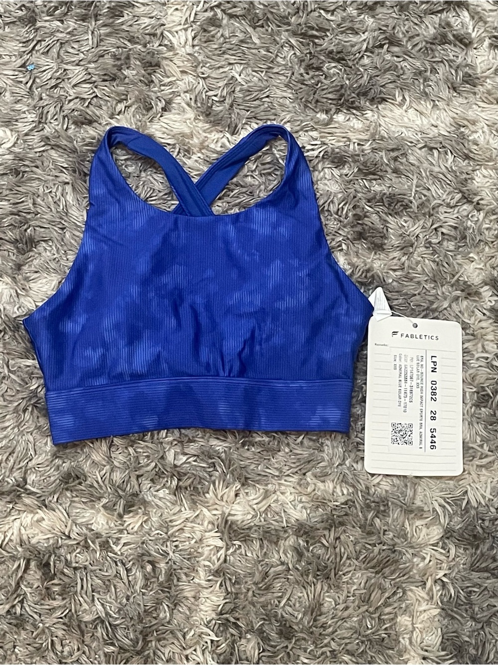 Fabletics No-Bounce High Impact Sports Bra Admiral Blue Solar Dye Size XXS